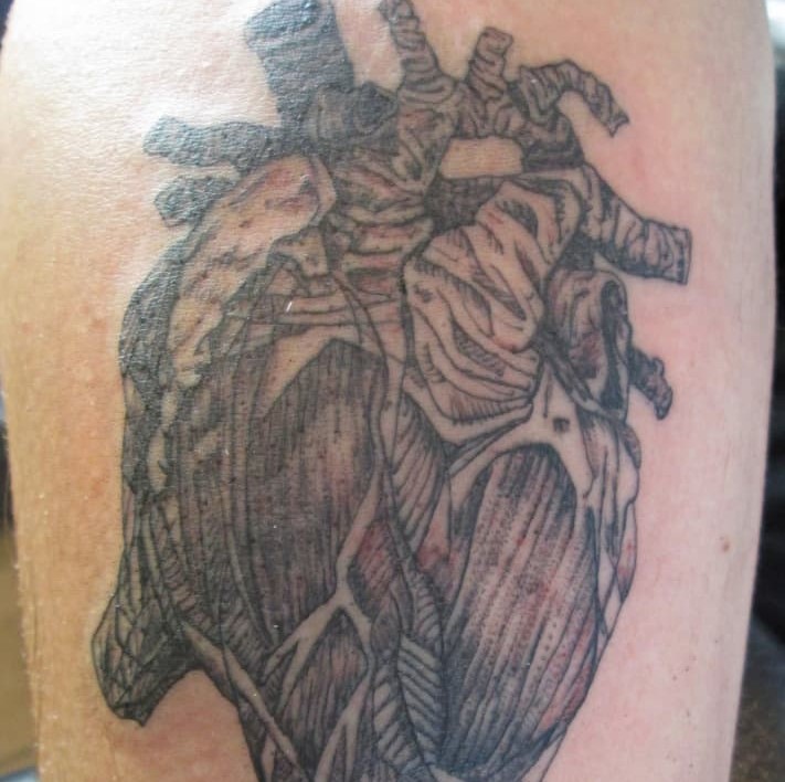 Tattoo of a detailed heart