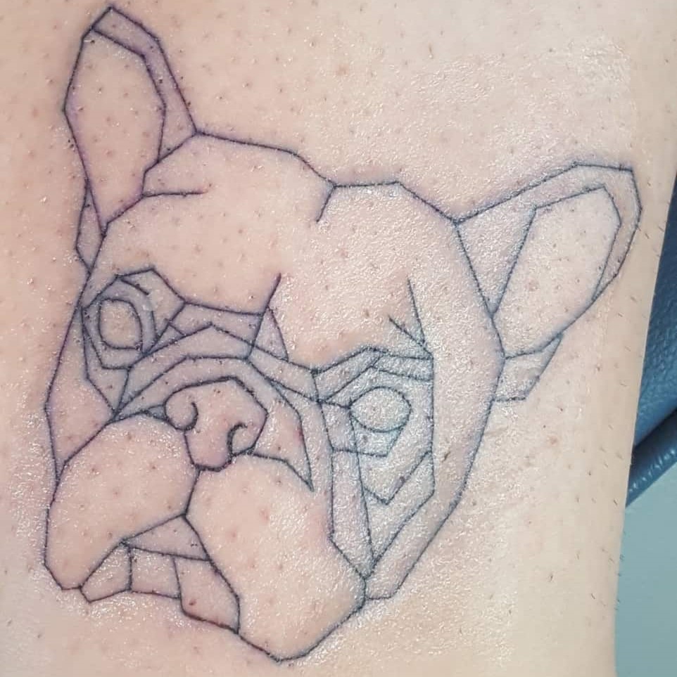 Tattoo of a linework French Bulldog