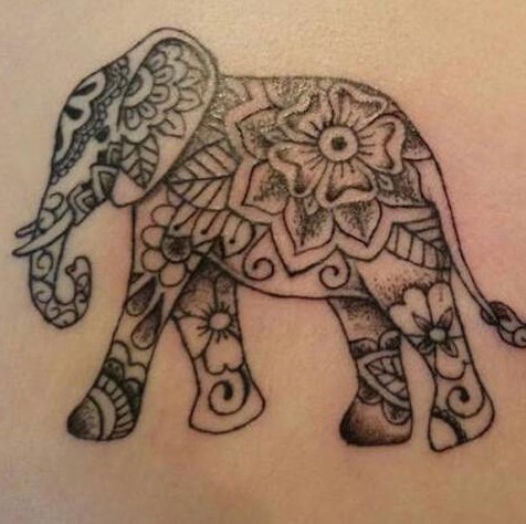 Tattoo of a patterned elephant