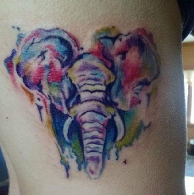 Tattoo of a colorful elephant