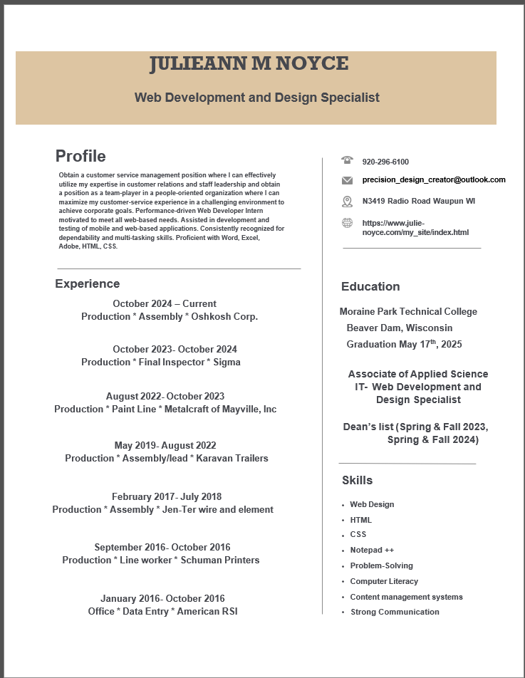 Preview of Julie's Resume